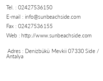 Sun Beach Side iletiim bilgileri